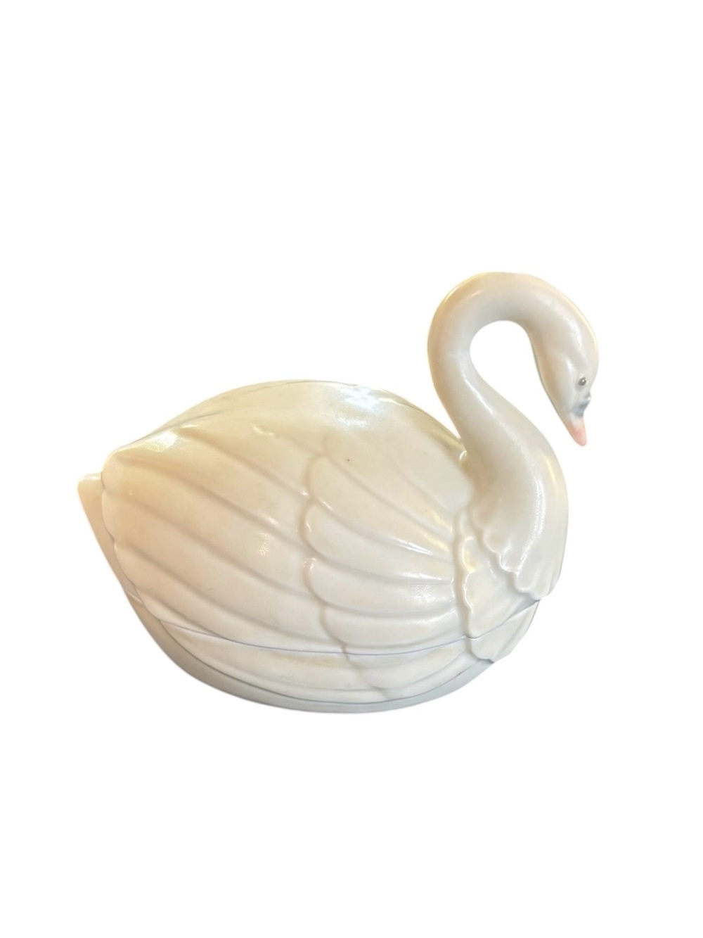 VTG Capilano Japanese Porcelain Swan Trinket Dish Box White 2 PC Mid Century
